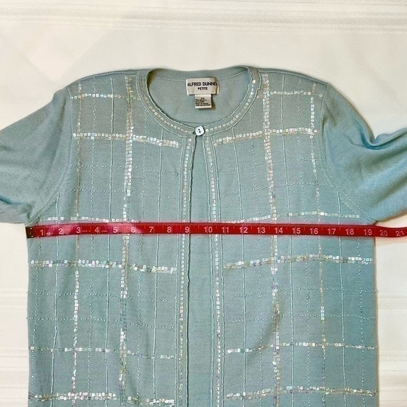 Alfred Dunner Petite Cardigan Embellished‎ Silvery Blue Sz PS EUC - Picture 4 of 10